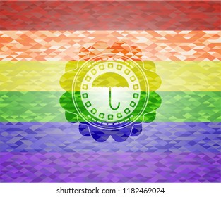 umbrella icon inside lgbt colors emblem 