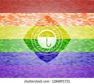 umbrella icon inside lgbt colors emblem 