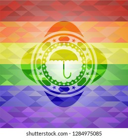 umbrella icon inside lgbt colors emblem 