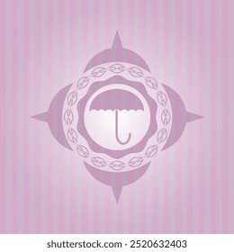 umbrella icon inside pink icon or emblem. Detailed design. 
