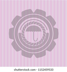 umbrella icon inside realistic pink emblem
