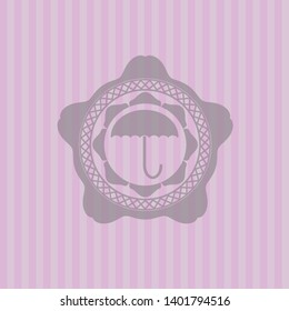 umbrella icon inside retro pink emblem