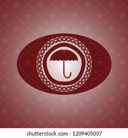 umbrella icon inside retro red emblem