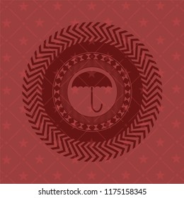 umbrella icon inside retro style red emblem