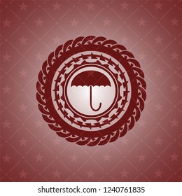 umbrella icon inside retro style red emblem