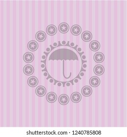 umbrella icon inside retro style pink emblem