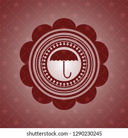 umbrella icon inside retro style red emblem