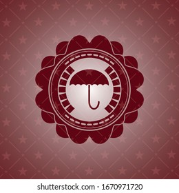 umbrella icon inside retro style red emblem