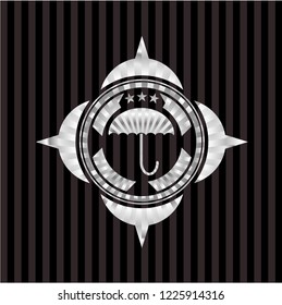 umbrella icon inside silver badge