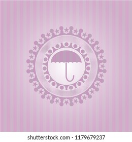 umbrella icon inside vintage pink emblem