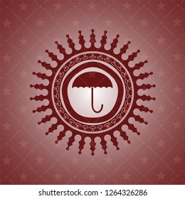 umbrella icon inside vintage red emblem