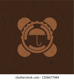 umbrella icon inside wood signboards