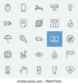 Umbrella icon with internet, flame, hand editable symbols. Set of blaze, fire, flame icons and fire concept. Editable vector elements for logo app UI design.