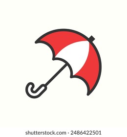 Icono de paraguas, aislado icono de color tema de viaje