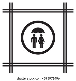 Umbrella  icon,  isolated. Flat  design.