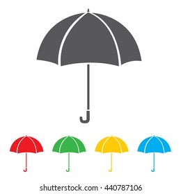 Umbrella icon isolated on white background. Multicolored Umbrella.