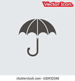 Umbrella icon isolated sign symbol and flat style for app, web and digital design. Vector illustration.