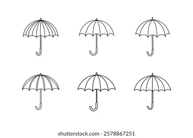 umbrella icon line art vector illustration