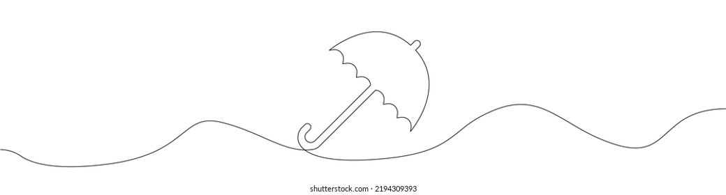 Umbrella-Icon-Linie kontinuierliche Zeichnung Vektorgrafik. Eine Zeile Umbrella Symbol, Vektorhintergrund. Schirmmarkensymbol. Kontinuierlicher Umriss eines Schirmbildes.