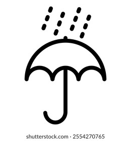 Umbrella icon in line style. Umbrella and drizzling rain icon
