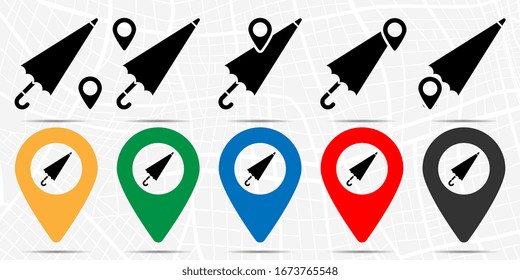 Umbrella icon in location set. Simple glyph, flat illustration element of autumn theme icons