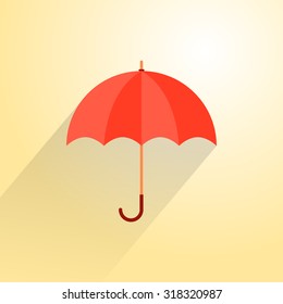 Umbrella icon with long shadow