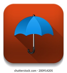 umbrella icon With long shadow over app button