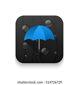 umbrella icon With long shadow over app button