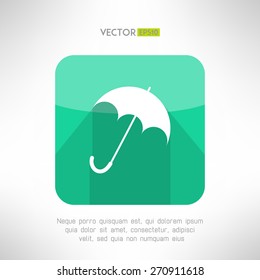 Umbrella icon made in modern clean and simple flat design. Parasol sign with long shadow. Vector illustration.