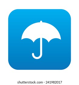 Umbrella icon on blue button background,clean vector