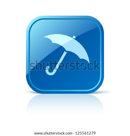 Umbrella icon on blue square button