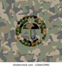 umbrella icon on camouflage texture