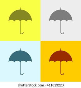 Umbrella Icon on Four Different Backgrounds. Eps-10.