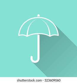 Umbrella  icon on green background. Vector illustration.