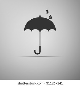 Umbrella icon on grey background. Vector Illustration