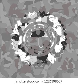 umbrella icon on grey camo pattern