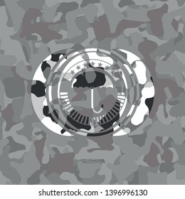 umbrella icon on grey camouflage pattern