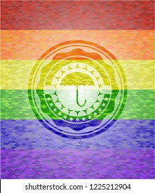umbrella icon on mosaic background with the colors of the LGBT flag