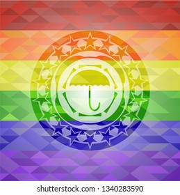 umbrella icon on mosaic background with the colors of the LGBT flag