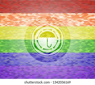 umbrella icon on mosaic background with the colors of the LGBT flag