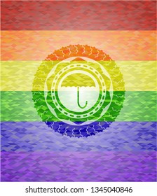 umbrella icon on mosaic background with the colors of the LGBT flag