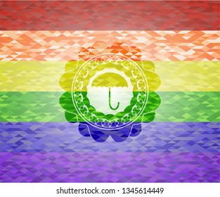 umbrella icon on mosaic background with the colors of the LGBT flag