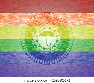 umbrella icon on mosaic background with the colors of the LGBT flag