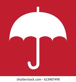 Umbrella icon on red background