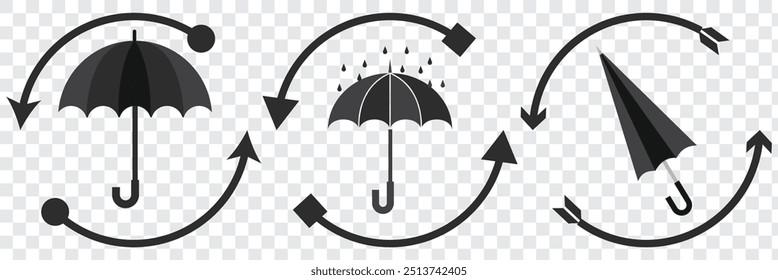 umbrella icon on transparent background. Fragile or packaging symbol. Vector illustration. EPS 10.