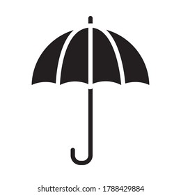 icono del paraguas sobre fondo blanco, estilo de medio color de media línea, ilustración vectorial