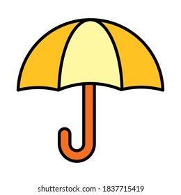umbrella icon over white background, line and fill style, vector illustration