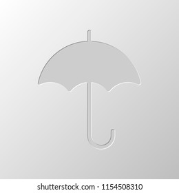 umbrella icon. Paper design. Cutted symbol. Pitted style