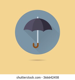 Umbrella icon, protection concept. Flat design vector icon of umbrella