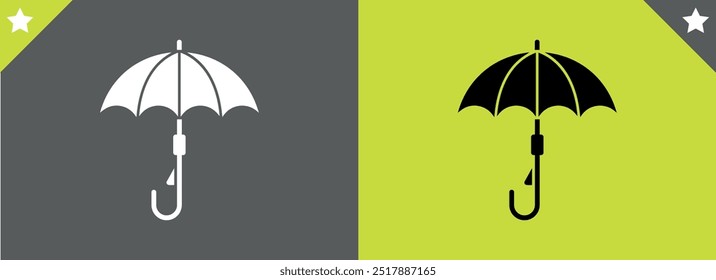 Umbrella icon. Protection parasol symbol. Rain weather signs. Season symbols. Rainy icons. Black, flat color. Vector isolated sign.